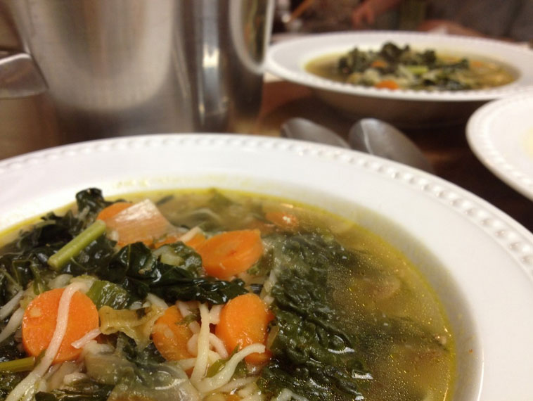 Soba Noodle and Kale soup
